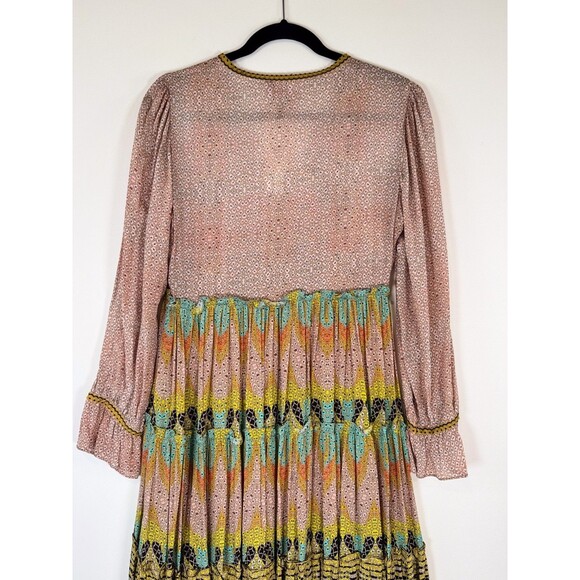 NWT Bhanuni by Jyoti Dress Pink Giorgia Maxi Floral V Neck Puffed Boho Size 2 - Picture 11 of 13